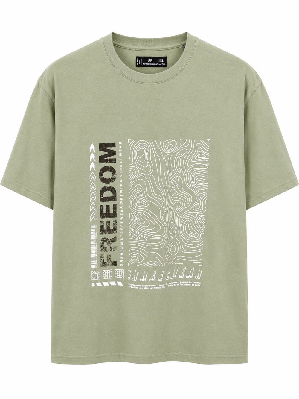 Reserved Olive Green 'Freedom' Graphic Tee